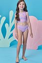 Trio de biquíni em malha UV dry com proteção UV 50+ com saída de praia em tule 99182 Infanti Infantil Menina