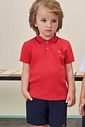 Conjunto de camisa polo em piquet com elastano e bermuda em sarja girassol com elastano 97901 LucBoo Infantil Menino