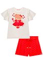 Conjunto de blusa em cotton e shorts em crepe textura 98672 Kukiê Infantil Menina Conjunto de blusa em cotton e shorts em crepe textura 98672 Kukiê Infantil Menina