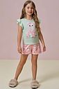 Conjunto de pijama de blusa em meia malha com shorts em malha comfy 96040 Infanti Infantil Menina