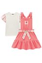 Conjunto de blusa em meia malha e salopete em malha enrugada 95386 Infanti Infantil Menina