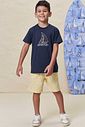 Conjunto de camiseta em meia malha e bermuda em sarja ônix com elastano 99307 LucBoo Infantil Menino
