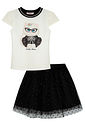 Conjunto de blusa em cotton e saia em tule glitter estrelas (com shorts embutido) 96789 Kukiê Infantil Menina Conjunto de blusa em cotton e saia em tule glitter estrelas (com shorts embutido) 96789 Kukiê Infantil Menina