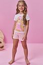 Conjunto de pijama de blusa e shorts em meia malha 94277 Kukiê Infantil Menina