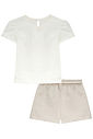 Conjunto de blusa em meia malha e short saia em moletom linho sem pelúcia 95240 Kukiê Infantil Menina