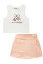 Conjunto de regata em canelado liz e short saia em moletom sem pelúcia 96234 Lilimoon Teen Menina