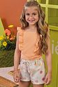 Conjunto de blusa em canelado e shorts em moletom linho 97997 Kukiê Infantil Menina Conjunto de blusa em canelado e shorts em moletom linho 97997 Kukiê Infantil Menina