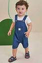 Conjunto de body em suedine e jardineira em jeans teca 98168 LucBoo Bebê Menino Conjunto de body em suedine e jardineira em jeans teca 98168 LucBoo Bebê Menino