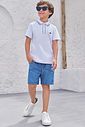 Conjunto de camisa polo em piquet com elastano e bermuda em jeans teca 99326 LucBoo Infantil Menino Conjunto de camisa polo em piquet com elastano e bermuda em jeans teca 99326 LucBoo Infantil Menino