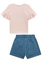 Conjunto de blusa em cotton e shorts em jeans com elastano 96961 Infanti Infantil Menina Conjunto de blusa em cotton e shorts em jeans com elastano 96961 Infanti Infantil Menina
