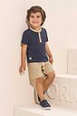Conjunto de camiseta em meia malha e bermuda em cottton jeans com elastano 97189 LucBoo Infantil Menino