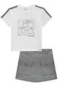 Conjunto de blusa em cotton e short saia em moletom sem pelúcia 96876 Vic Teen Menina Conjunto de blusa em cotton e short saia em moletom sem pelúcia 96876 Vic Teen Menina