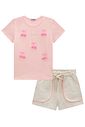 Conjunto de blusa em cotton e shorts em moletom linho sem pelúcia 98998 Infanti Infantil Menina Conjunto de blusa em cotton e shorts em moletom linho sem pelúcia 98998 Infanti Infantil Menina