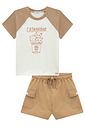 Conjunto de blusa em cotton e shorts em sarja com elastano 99086 Vic Teen Menina Conjunto de blusa em cotton e shorts em sarja com elastano 99086 Vic Teen Menina