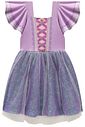 Fantasia de princesa da torre em malha UV, paetê e tule. 97668 Infanti Infantil Menina