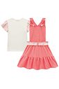 Conjunto de blusa em meia malha e salopete em malha enrugada 95386 Infanti Infantil Menina