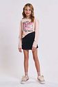Conjunto de blusa boxy over em meia malha e short saia em sarja com elastano 92163 Lilimoon Teen Menina