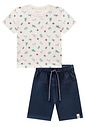 Conjunto de camiseta em meia malha e bermuda em moletom relevo 97919 LucBoo Infantil Menino Conjunto de camiseta em meia malha e bermuda em moletom relevo 97919 LucBoo Infantil Menino