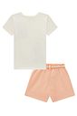 Conjunto de blusa em meia malha e shorts em moletom sem pelúcia 94942 Infanti Infantil Menina