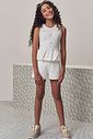 Conjunto de regata balonê em canelado liz com detalhe e shorts em sarja com elastano 99371 Lilimoon Teen Menina