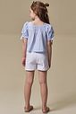 Conjunto de bata em tricoline listrado e shorts em sarja com elastano 97081 Infanti Infantil Menina