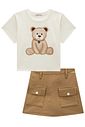 Conjunto de blusa em meia malha e short saia em moletom sem pelúcia 98252 Vic Teen Menina Conjunto de blusa em meia malha e short saia em moletom sem pelúcia 98252 Vic Teen Menina