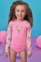 Trio de biquíni e blusa em malha com proteção UV50+ 99516 Kukiê Infantil Menina