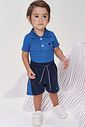 Conjunto de body polo em canelado e bermuda em moletom  sem pelúcia 99254 Johnny Fox Bebê Menino
