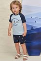 Conjunto de camiseta em meia malha e bermuda em molevisco com elastano 98226 LucBoo Infantil Menino