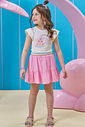 Conjunto de blusa em canelado e saia em viscose (com shorts embutido) 96383 Kukiê Infantil Menina