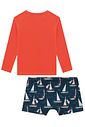 Conjunto de camiseta e sunga em malha UV dry com proteção UV50+ 97599 LucBoo Infantil Menino
