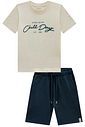 Conjunto de camiseta em meia malha e bermuda em molevisco com elastano 99550 LucBoo Infantil Menino