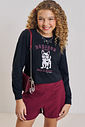 Conjunto de blusa boxy over em meia malha e shorts em alfaiataria marant 90703 Vic Teen Menina