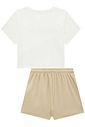 Conjunto de blusa em meia malha e short saia em cotton jeans 95965 Vic Teen Menina Conjunto de blusa em meia malha e short saia em cotton jeans 95965 Vic Teen Menina