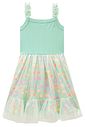 Vestido em canelado e tule glitter 99039 Kukiê Infantil Menina