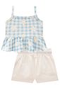 Conjunto de bata em malha textura e shorts em sarja com elastano 98299 Kukiê Infantil Menina