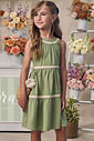 Vestido em linho com elastano 99040 Infanti Infantil Menina