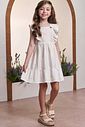 Vestido em linho bordado folhas 98535 Infanti Infantil Menina