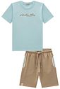 Conjunto de camiseta em meia malha e bermuda em cotton jeans com elastano 99420 LucBoo Infantil Menino