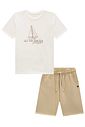 Conjunto de camiseta em meia malha e bermuda em cotton jeans com elastano 95690 Johnny Fox Teen Menino Conjunto de camiseta em meia malha e bermuda em cotton jeans com elastano 95690 Johnny Fox Teen Menino