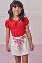 Conjunto de blusa em cotton e short saia em moletom linho sem pelúcia 98988 Infanti Infantil Menina
