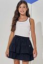 Saia ruffles em linho com elastano com shorts embutido 98200 Vic Teen Menina