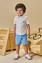 Conjunto de camisa em tricoline com elastano e bermuda em linho santorine com elastano 94550 LucBoo Infantil Menino