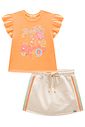Conjunto de blusa em meia malha e short saia em moletom sem pelúcia 98001 Kukiê Infantil Menina Conjunto de blusa em meia malha e short saia em moletom sem pelúcia 98001 Kukiê Infantil Menina