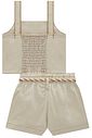 Conjunto de blusa e shorts em sarja com elastano 98067 Kukiê Infantil Menina