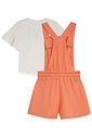 Conjunto de blusa em meia malha e jardineira em malha big waffle 95010 Kukiê Infantil Menina Conjunto de blusa em meia malha e jardineira em malha big waffle 95010 Kukiê Infantil Menina