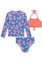 Trio de biquíni e blusa em malha com proteção UV50+ 99515 Kukiê Infantil Menina Trio de biquíni e blusa em malha com proteção UV50+ 99515 Kukiê Infantil Menina