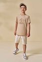 Conjunto de camiseta em malha mesclada e bermuda em moletom linho sem pelúcia 97097 LucBoo Infantil Menino