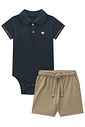 Conjunto de body polo em piquet com elastano e bermuda em cotton jeans com elastano 99412 Johnny Fox Bebê Menino Conjunto de body polo em piquet com elastano e bermuda em cotton jeans com elastano 99412 Johnny Fox Bebê Menino