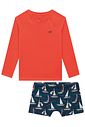 Conjunto de camiseta e sunga em malha UV dry com proteção UV50+ 97599 LucBoo Infantil Menino